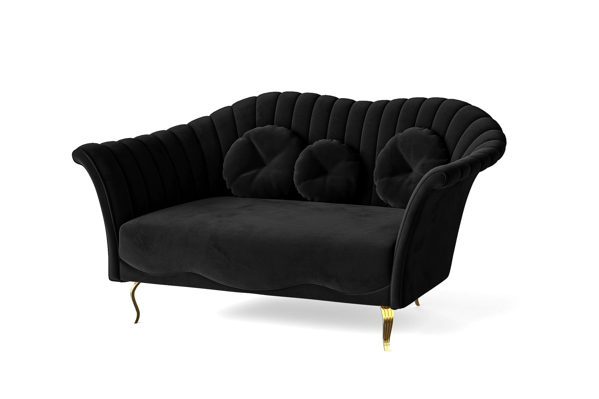 Milan 2 Seater Sofa Black Velvet