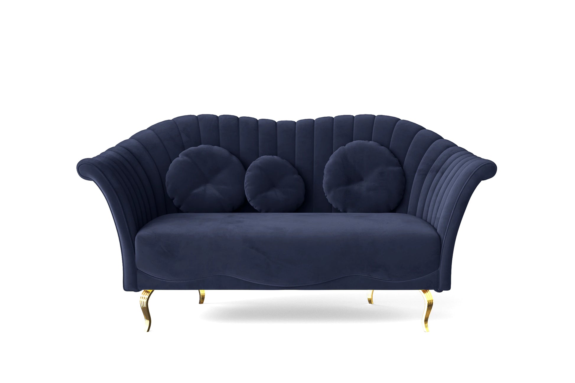 Milan 2 Seater Sofa Dark Blue Velvet