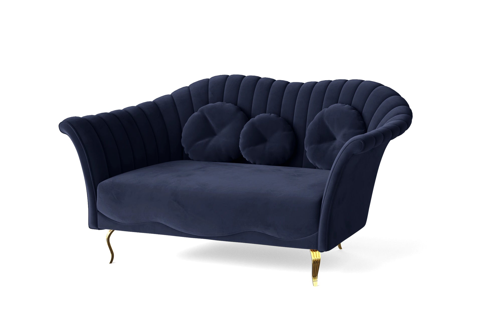 Milan 2 Seater Sofa Dark Blue Velvet