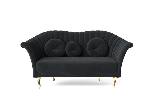 Milan 2 Seater Sofa Dark Grey Velvet