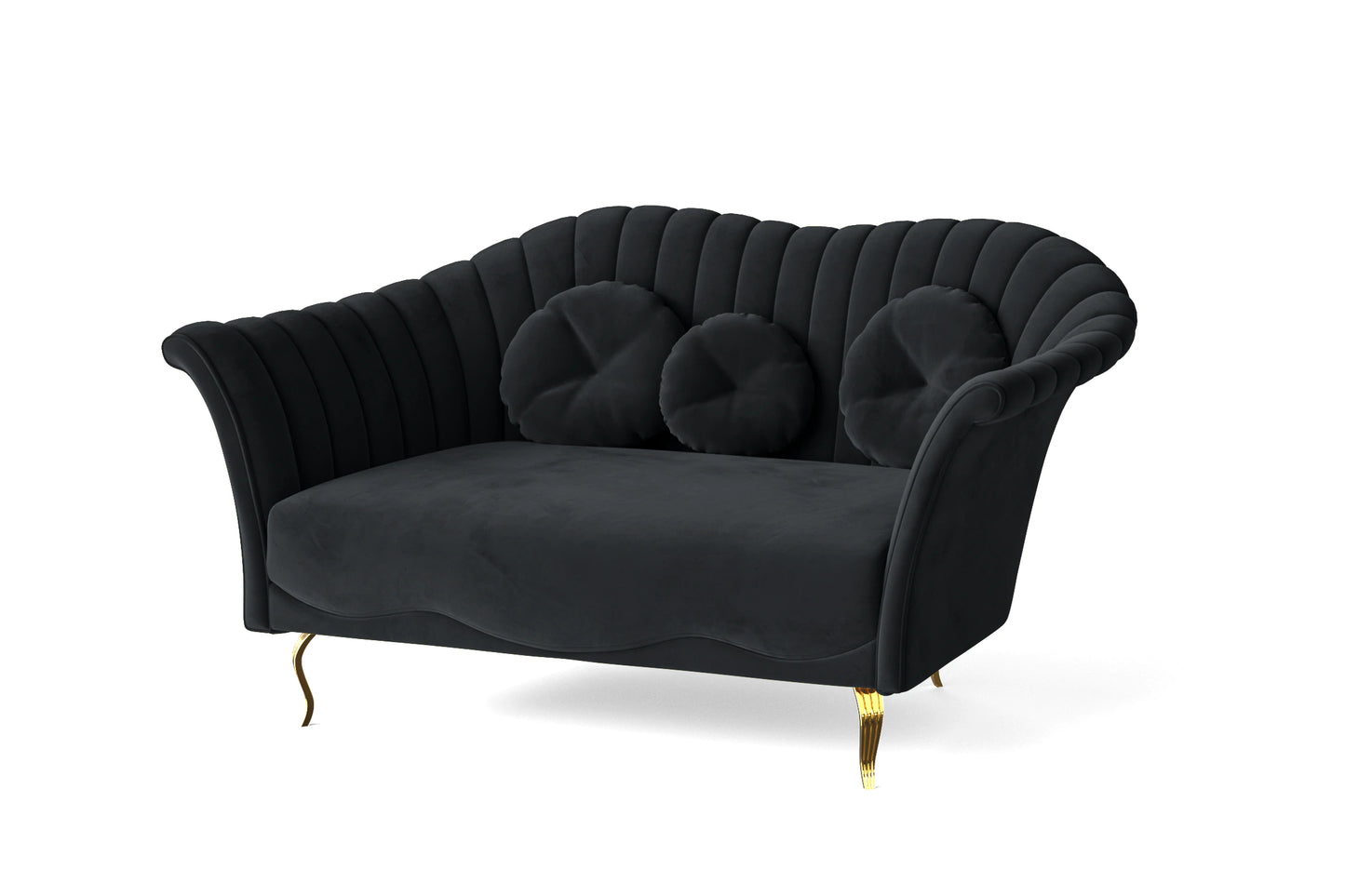 Milan 2 Seater Sofa Dark Grey Velvet