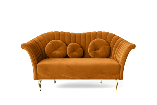 Milan 2 Seater Sofa Gold Velvet