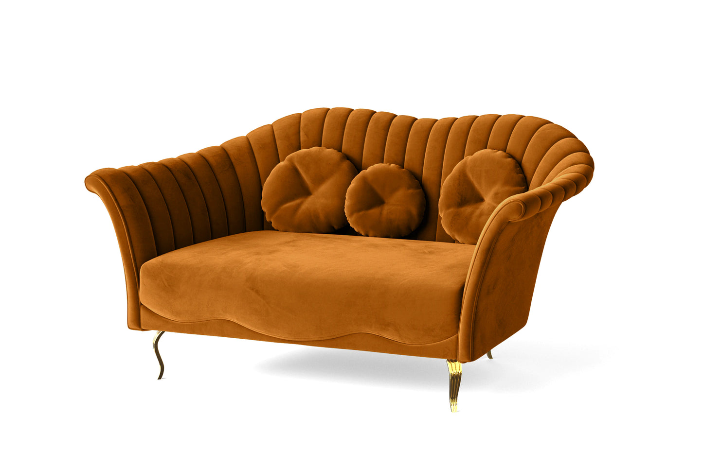 Milan 2 Seater Sofa Gold Velvet