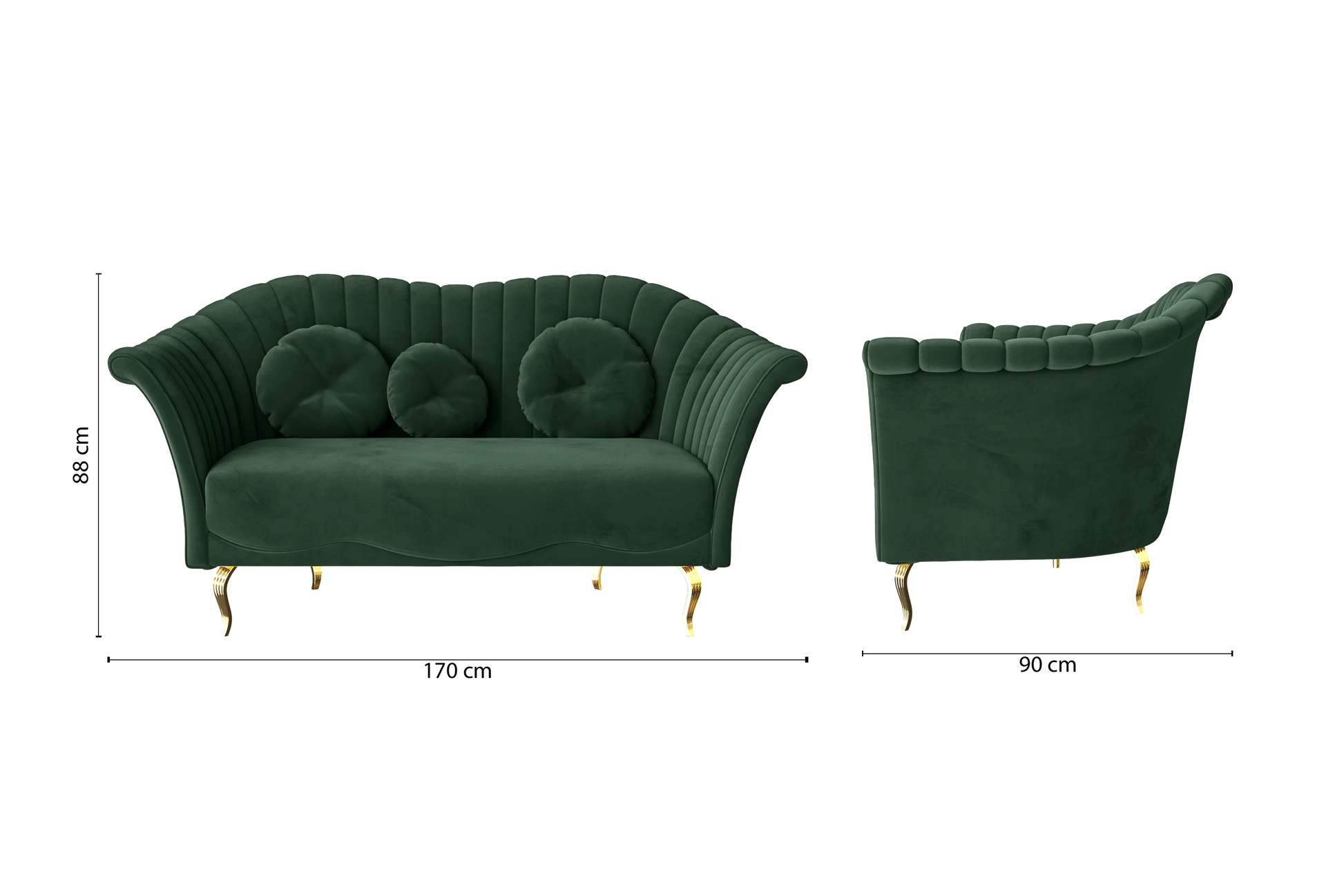 Milan 2 Seater Sofa Green Velvet