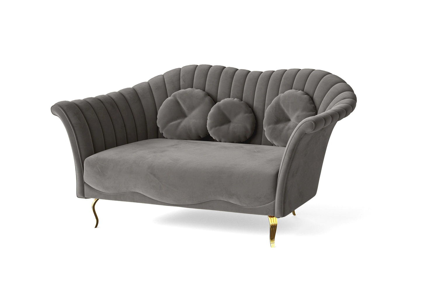 Milan 2 Seater Sofa Grey Velvet