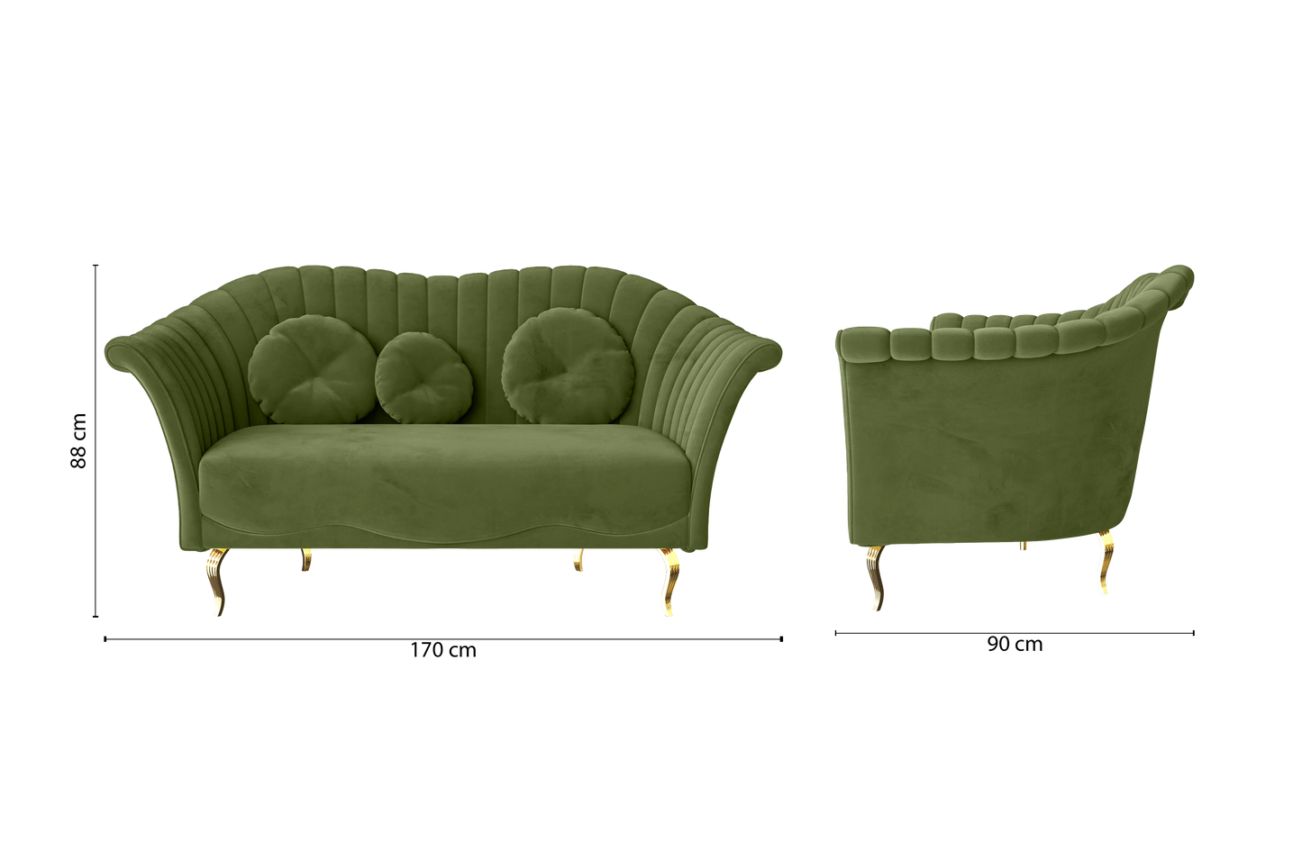 Milan 2 Seater Sofa Lime Velvet