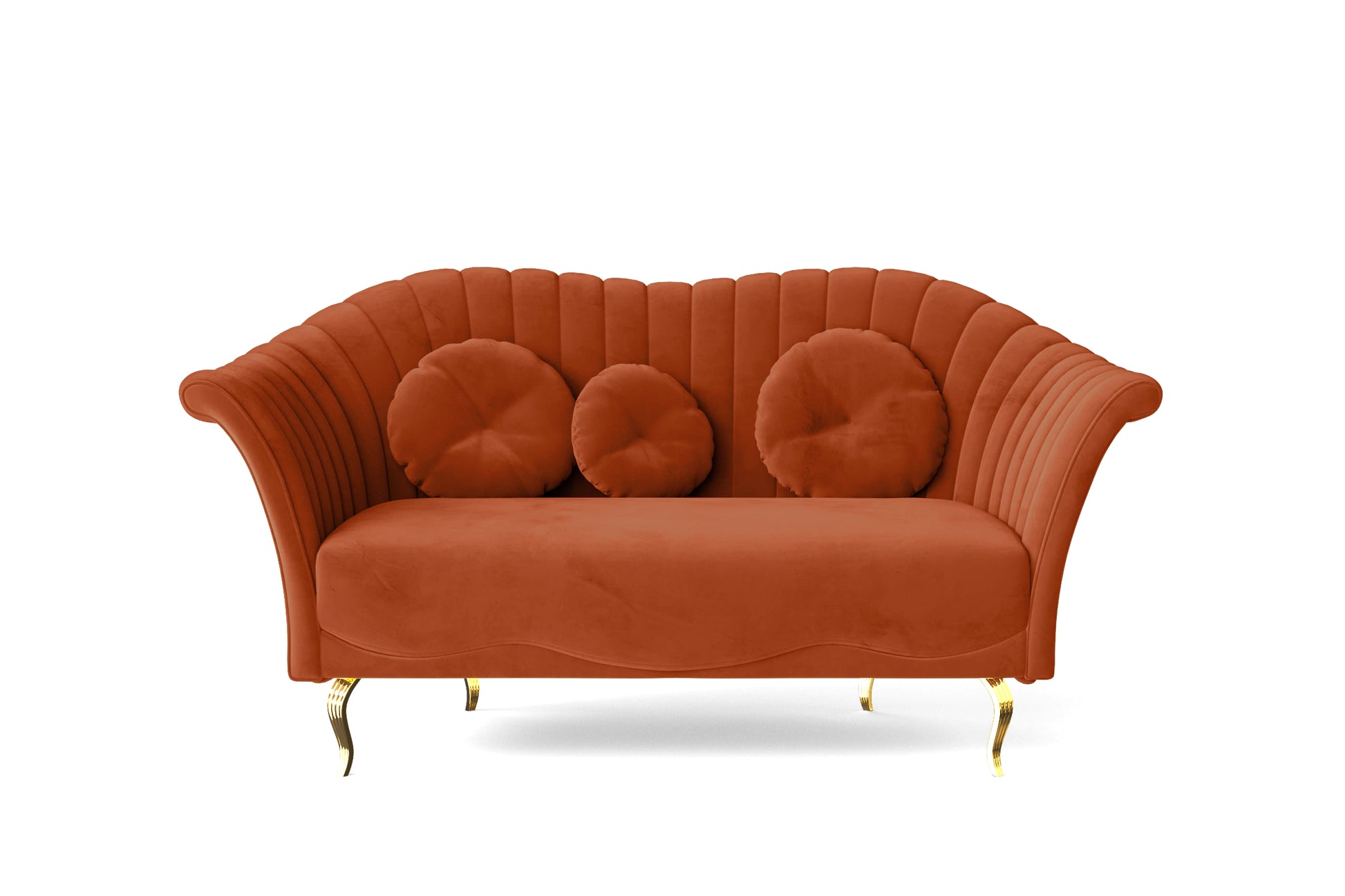 Milan 2 Seater Sofa Orange Velvet