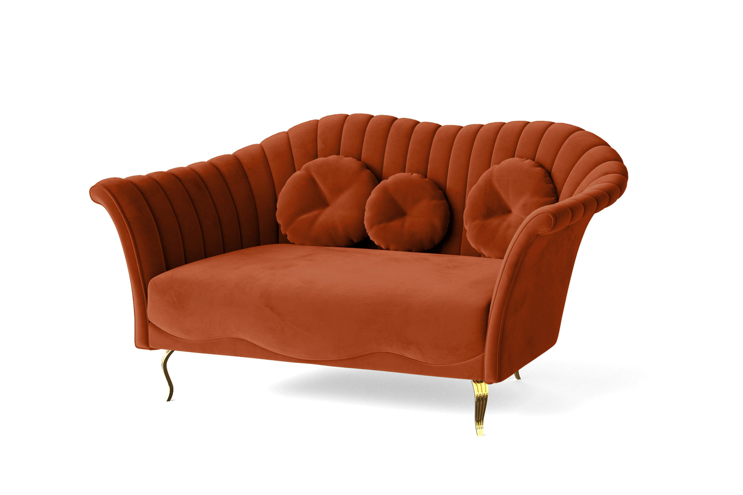 Milan 2 Seater Sofa Orange Velvet