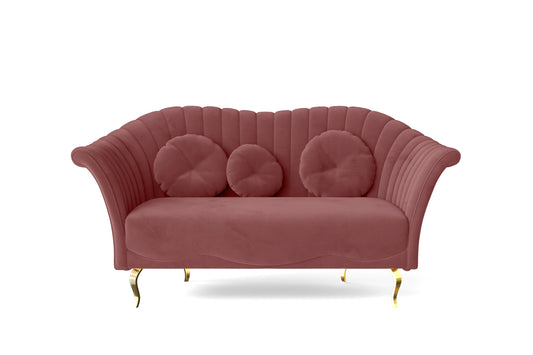 Milan 2 Seater Sofa Pink Velvet