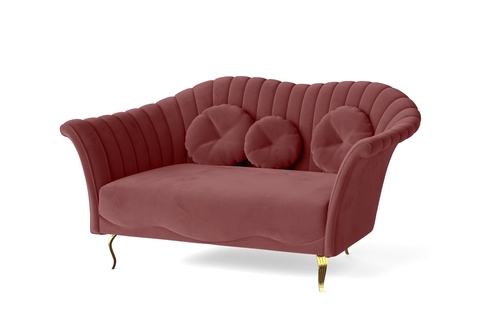 Milan 2 Seater Sofa Pink Velvet