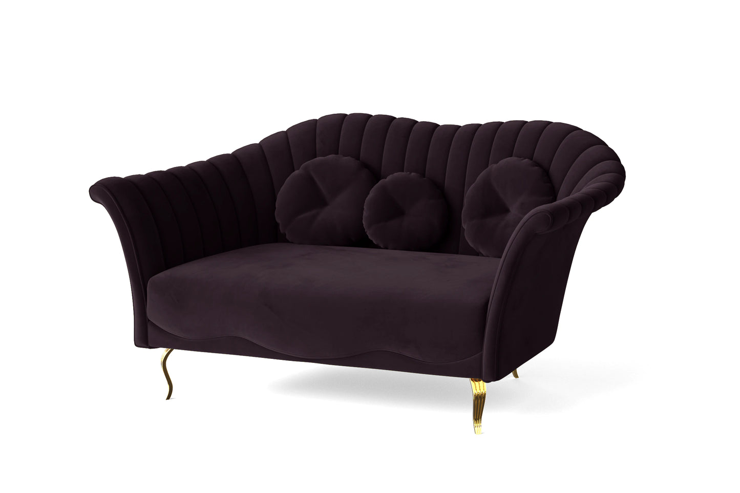 Milan 2 Seater Sofa Purple Velvet