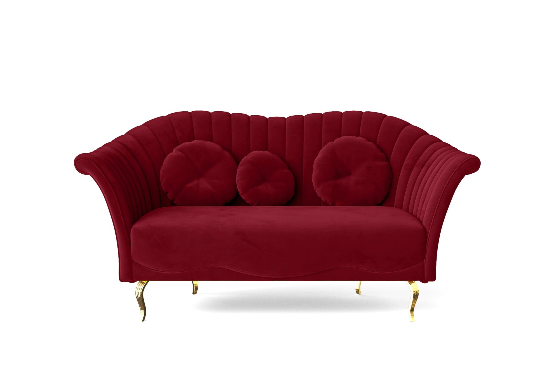 Milan 2 Seater Sofa Red Velvet