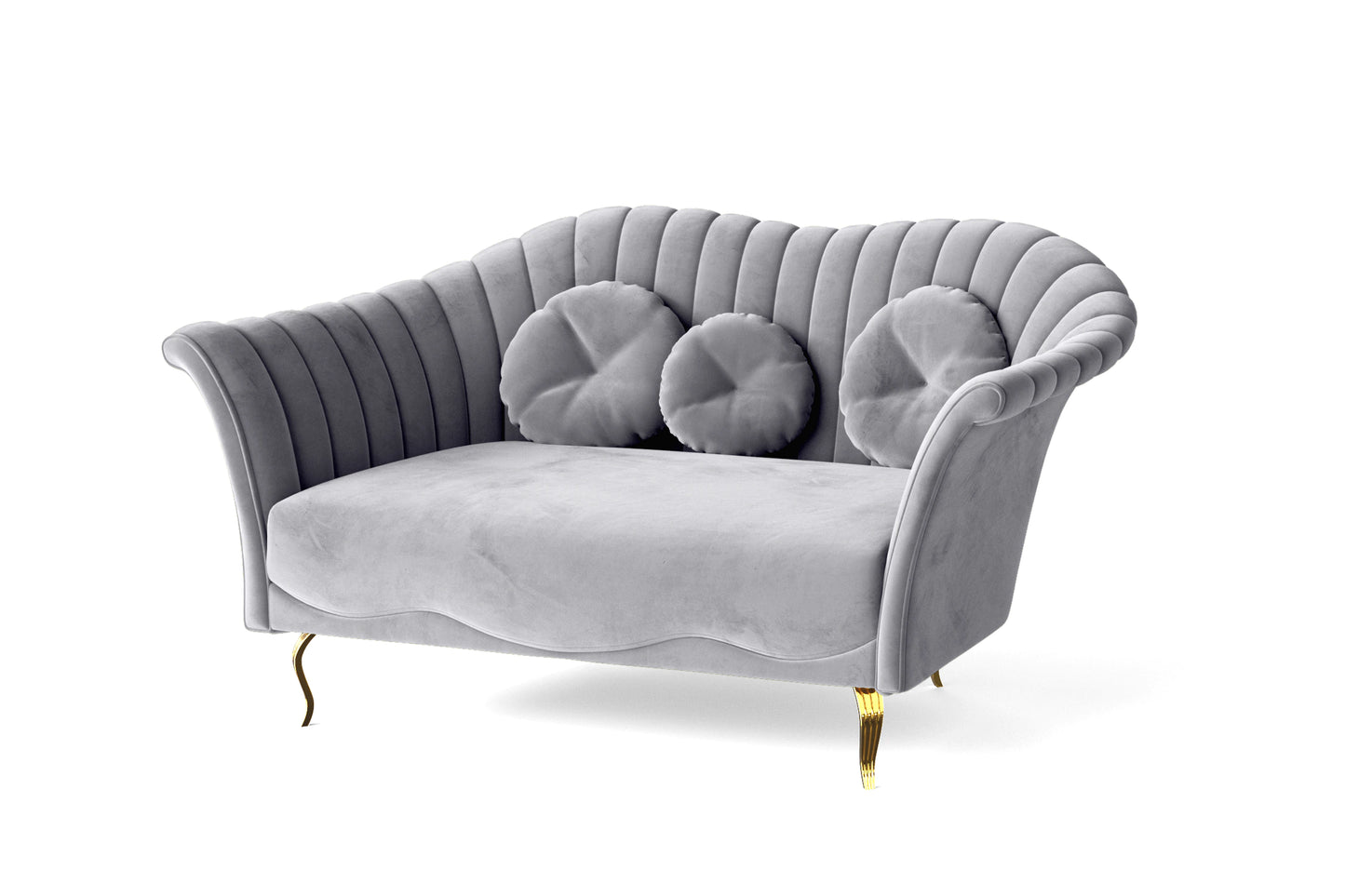 Milan 2 Seater Sofa Silver Velvet