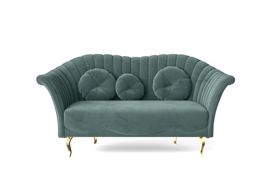 Milan 2 Seater Sofa Teal Velvet