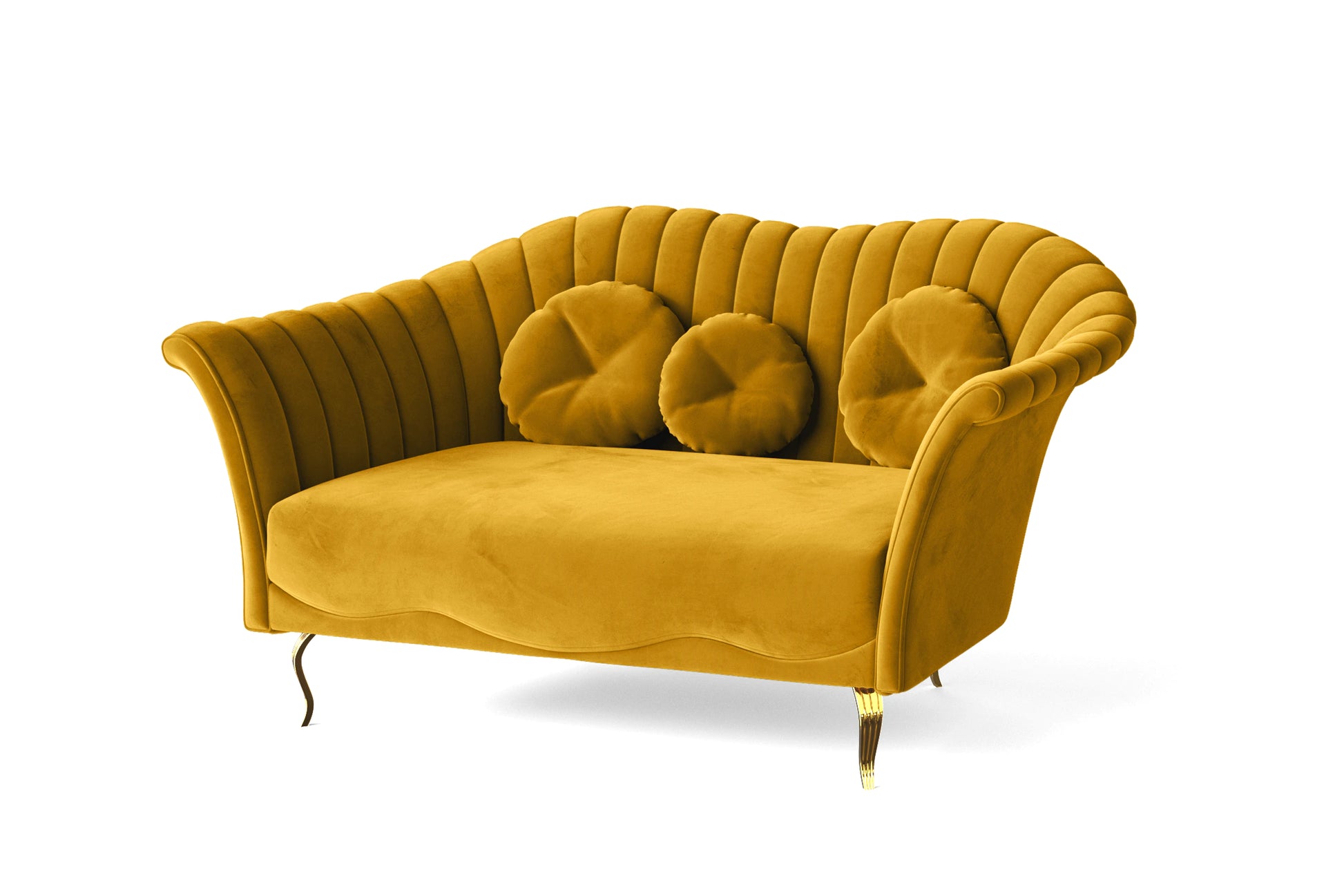 Milan 2 Seater Sofa Yellow Velvet