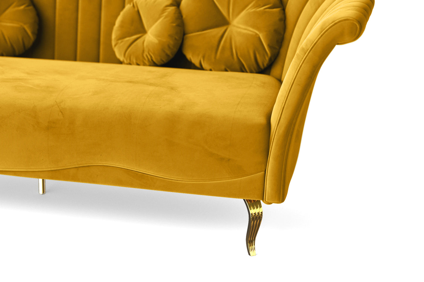 Milan 2 Seater Sofa Yellow Velvet