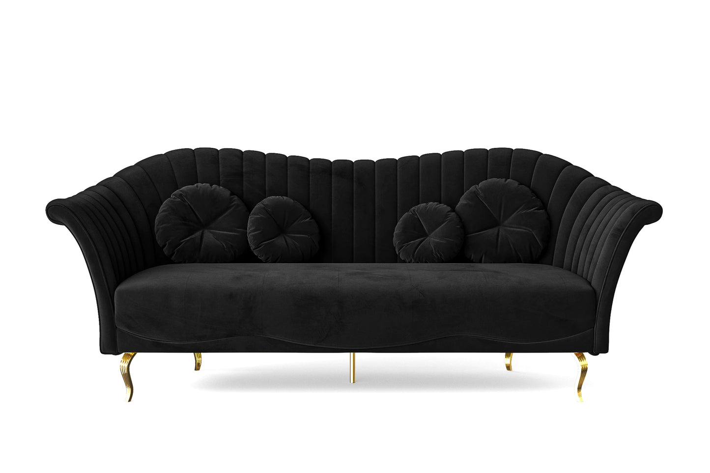 Milan 3 Seater Sofa Black Velvet