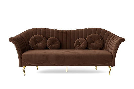 Milan 3 Seater Sofa Coffee Brown Velvet