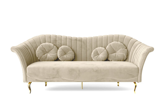 Milan 3 Seater Sofa Cream Velvet