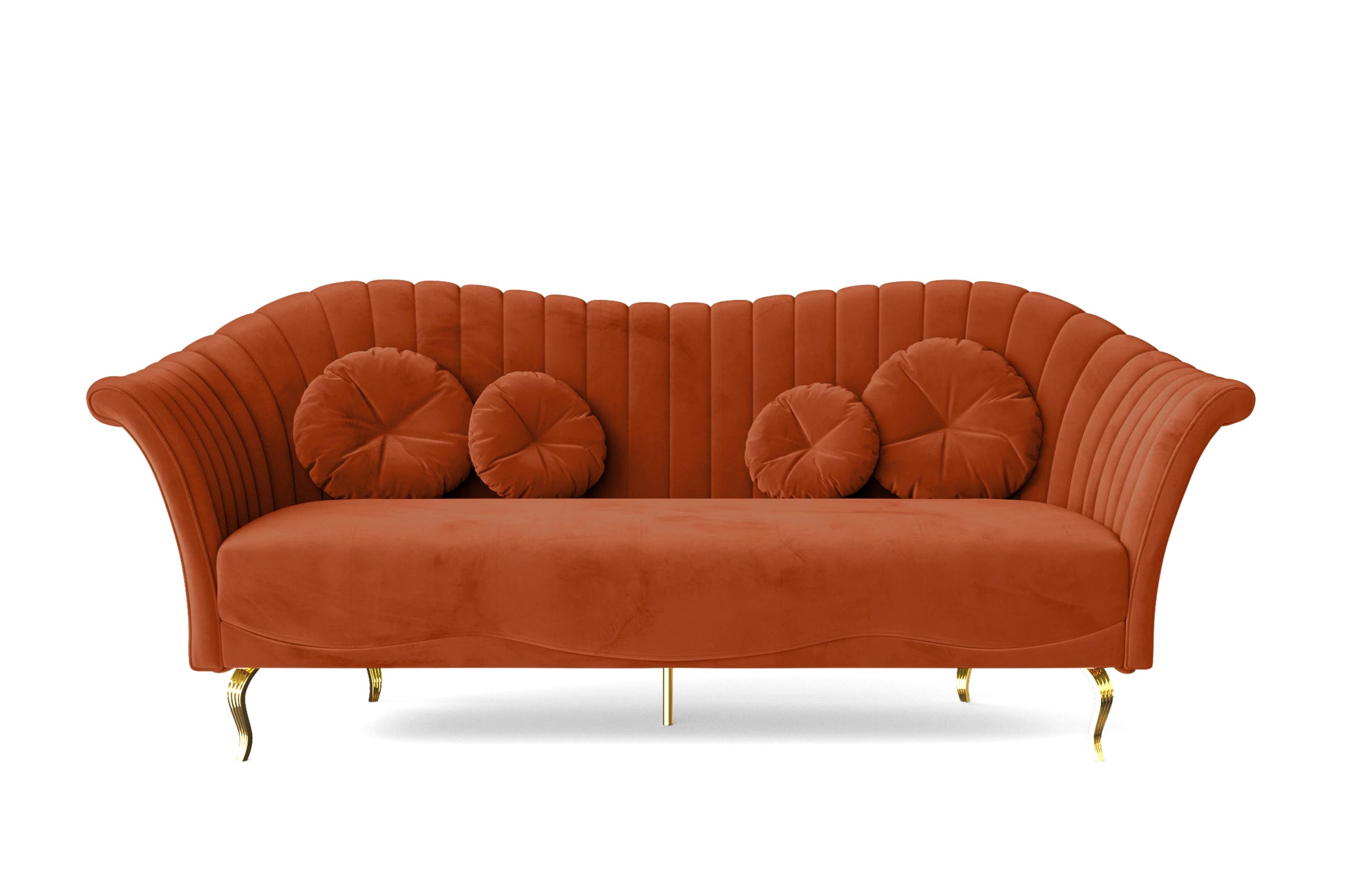 Milan 3 Seater Sofa Orange Velvet