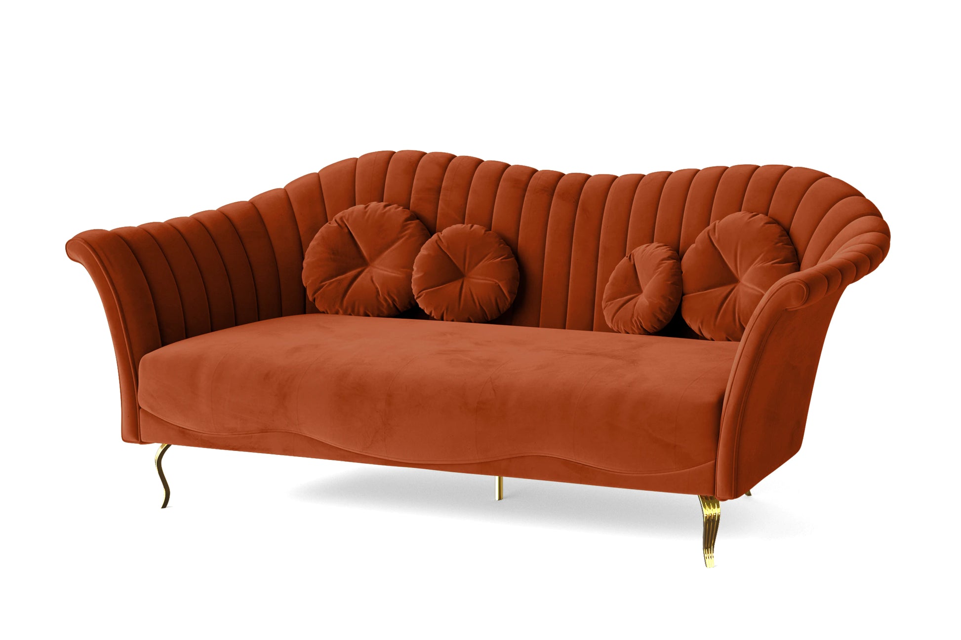 Milan 3 Seater Sofa Orange Velvet