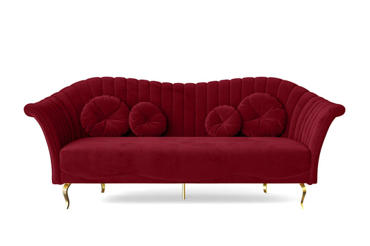 Milan 3 Seater Sofa Red Velvet