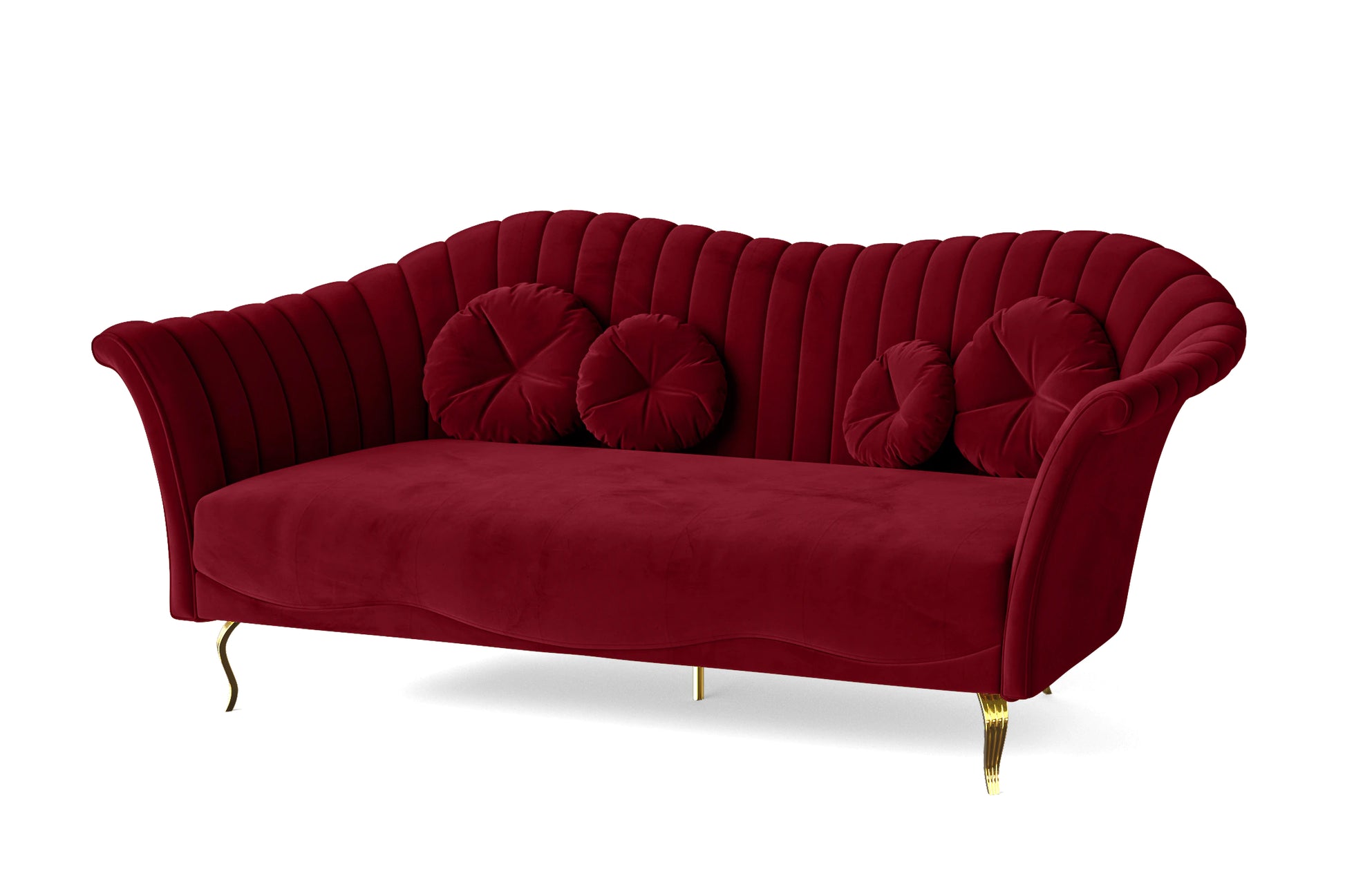 Milan 3 Seater Sofa Red Velvet