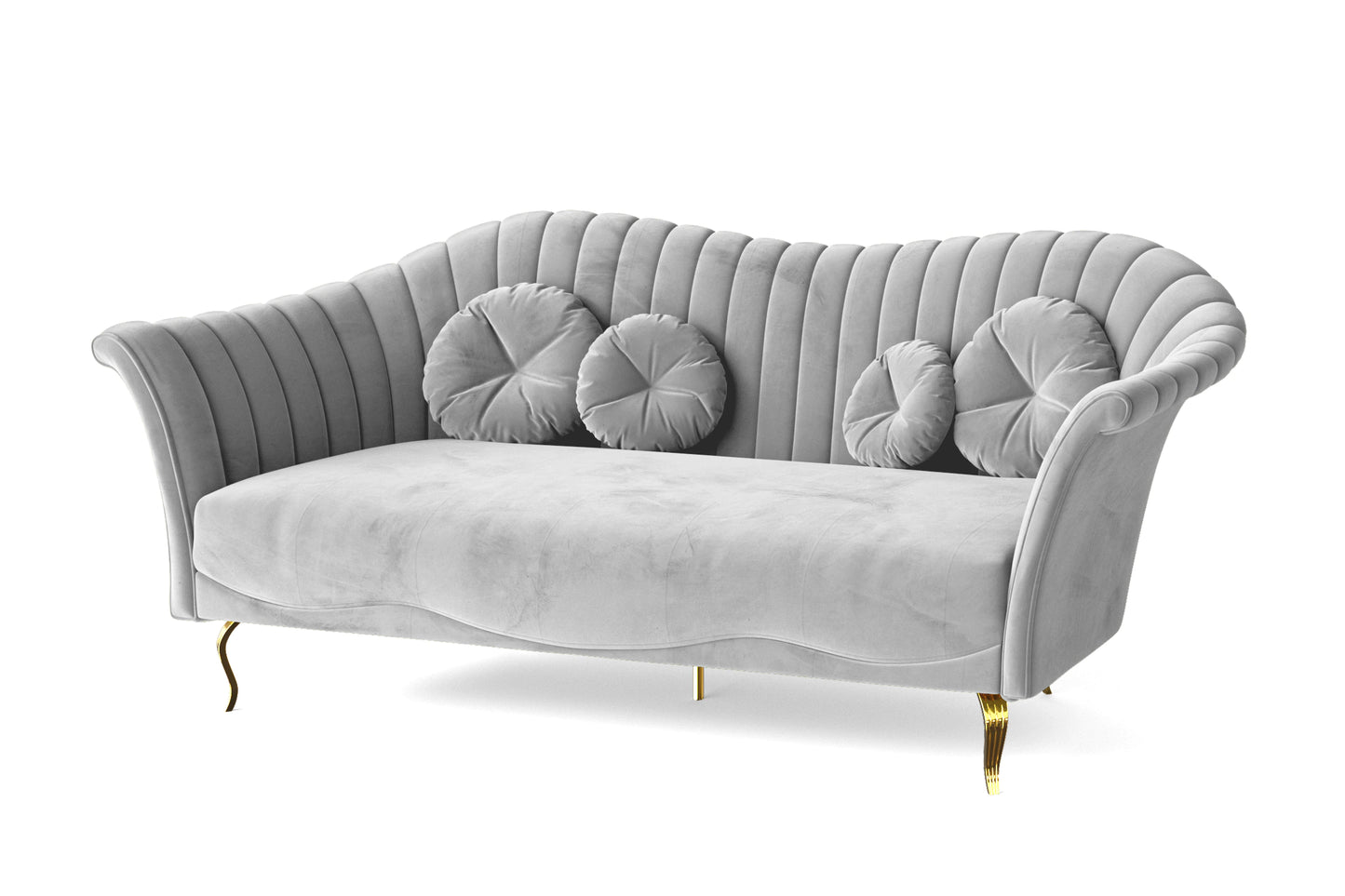 Milan 3 Seater Sofa White Velvet