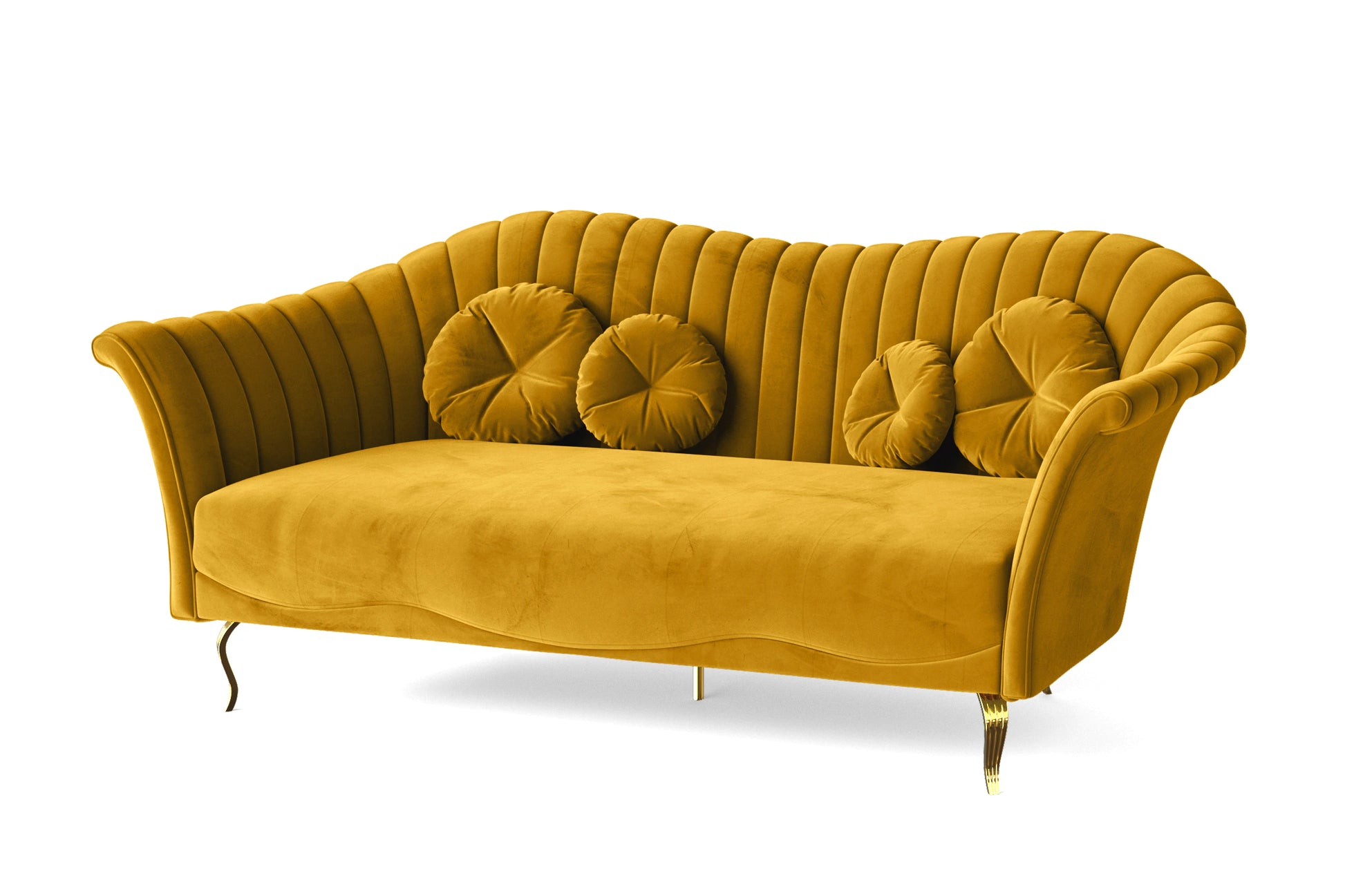 Milan 3 Seater Sofa Yellow Velvet