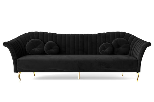 Milan 4 Seater Sofa Black Velvet