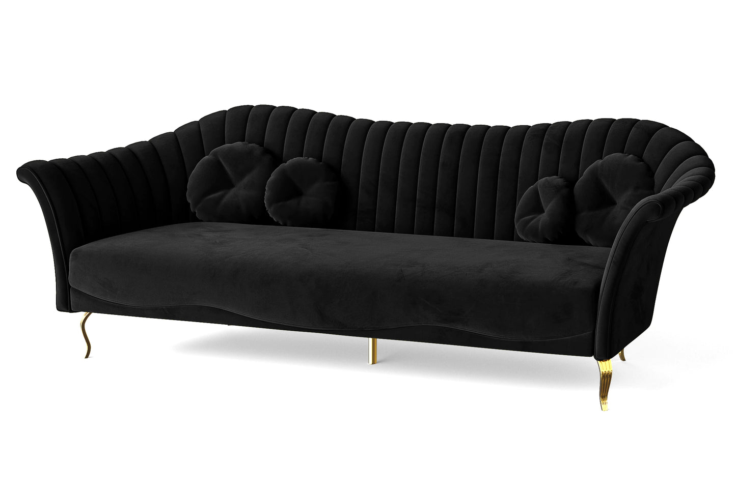 Milan 4 Seater Sofa Black Velvet