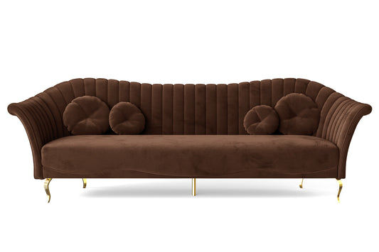 Milan 4 Seater Sofa Coffee Brown Velvet