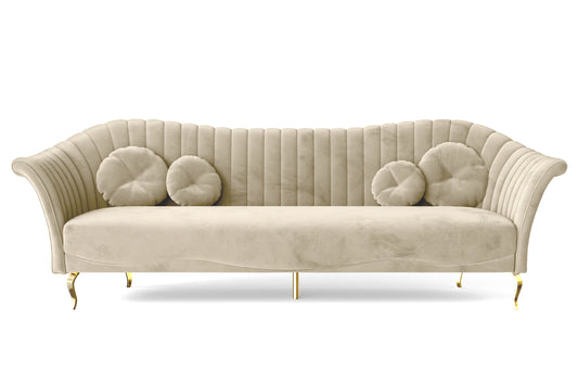 Milan 4 Seater Sofa Cream Velvet