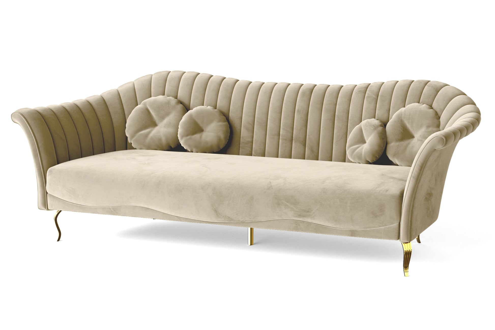 Milan 4 Seater Sofa Cream Velvet