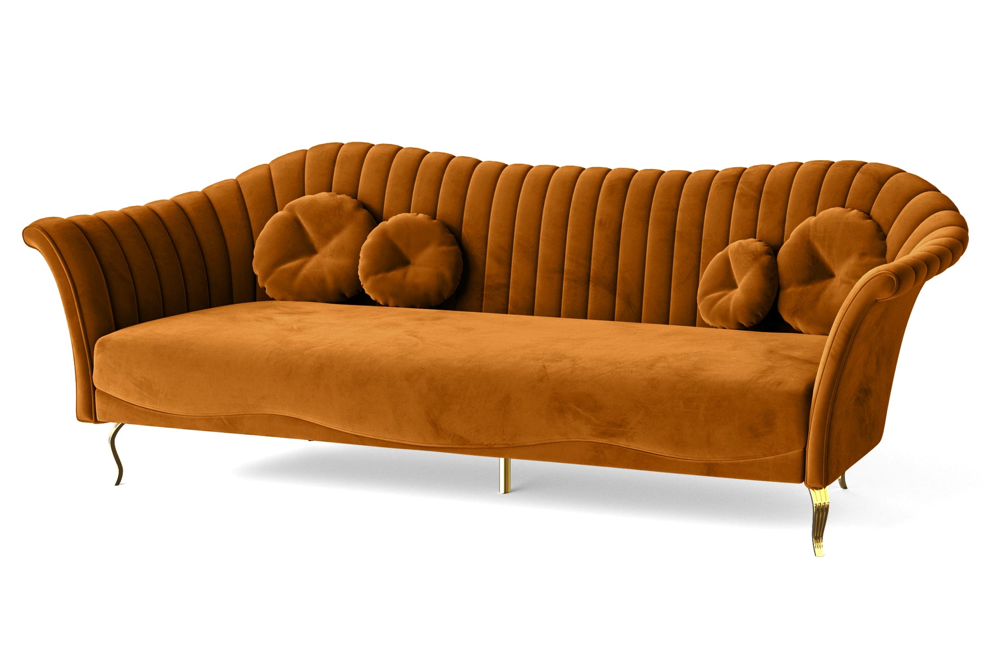 Milan 4 Seater Sofa Gold Velvet