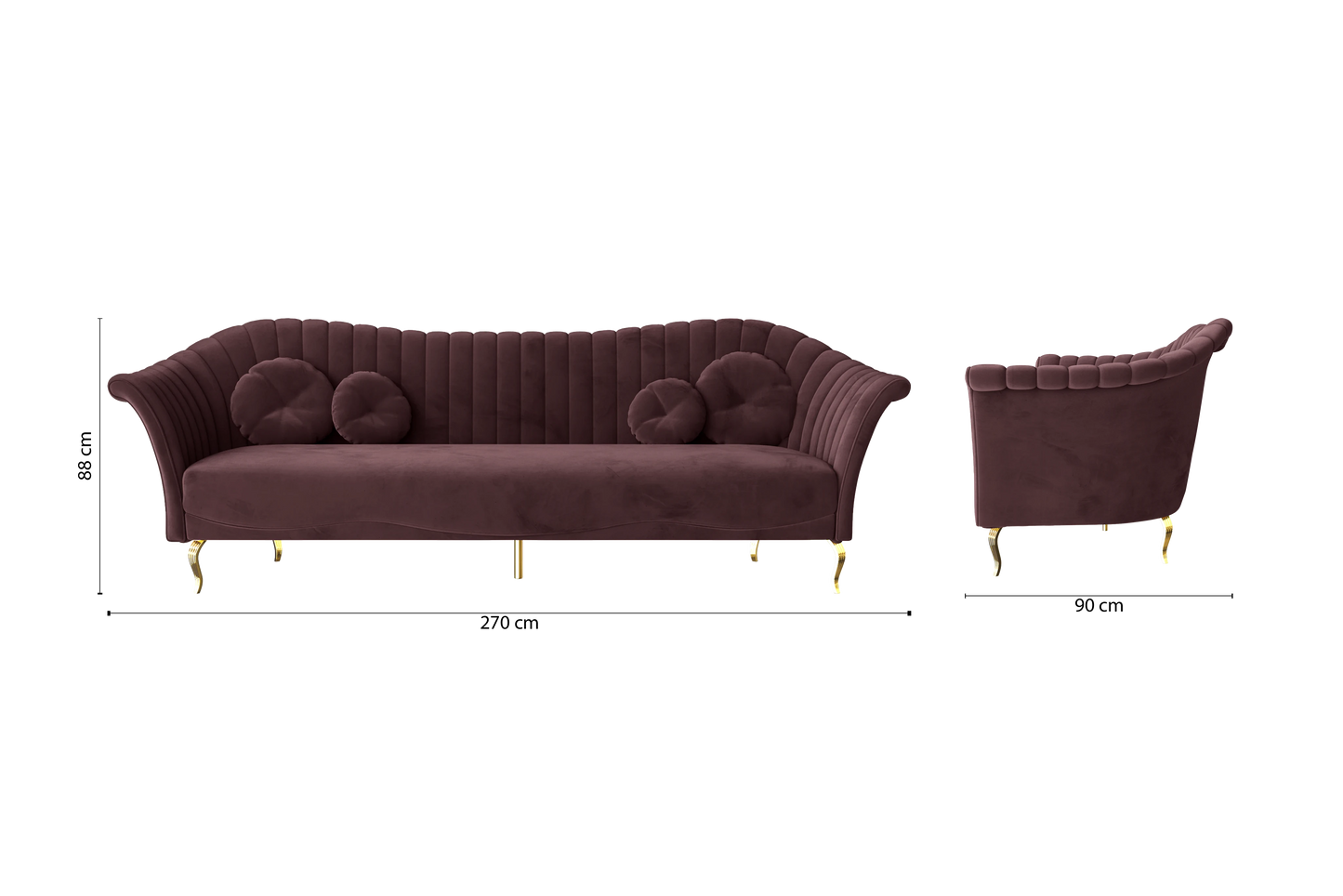 Milan 4 Seater Sofa Grape Velvet