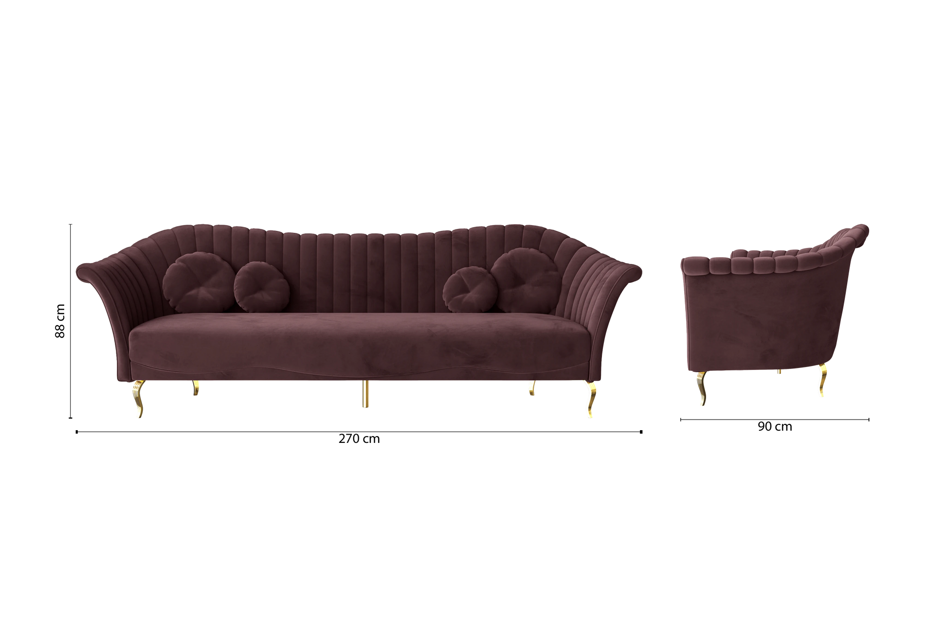 Milan 4 Seater Sofa Grape Velvet