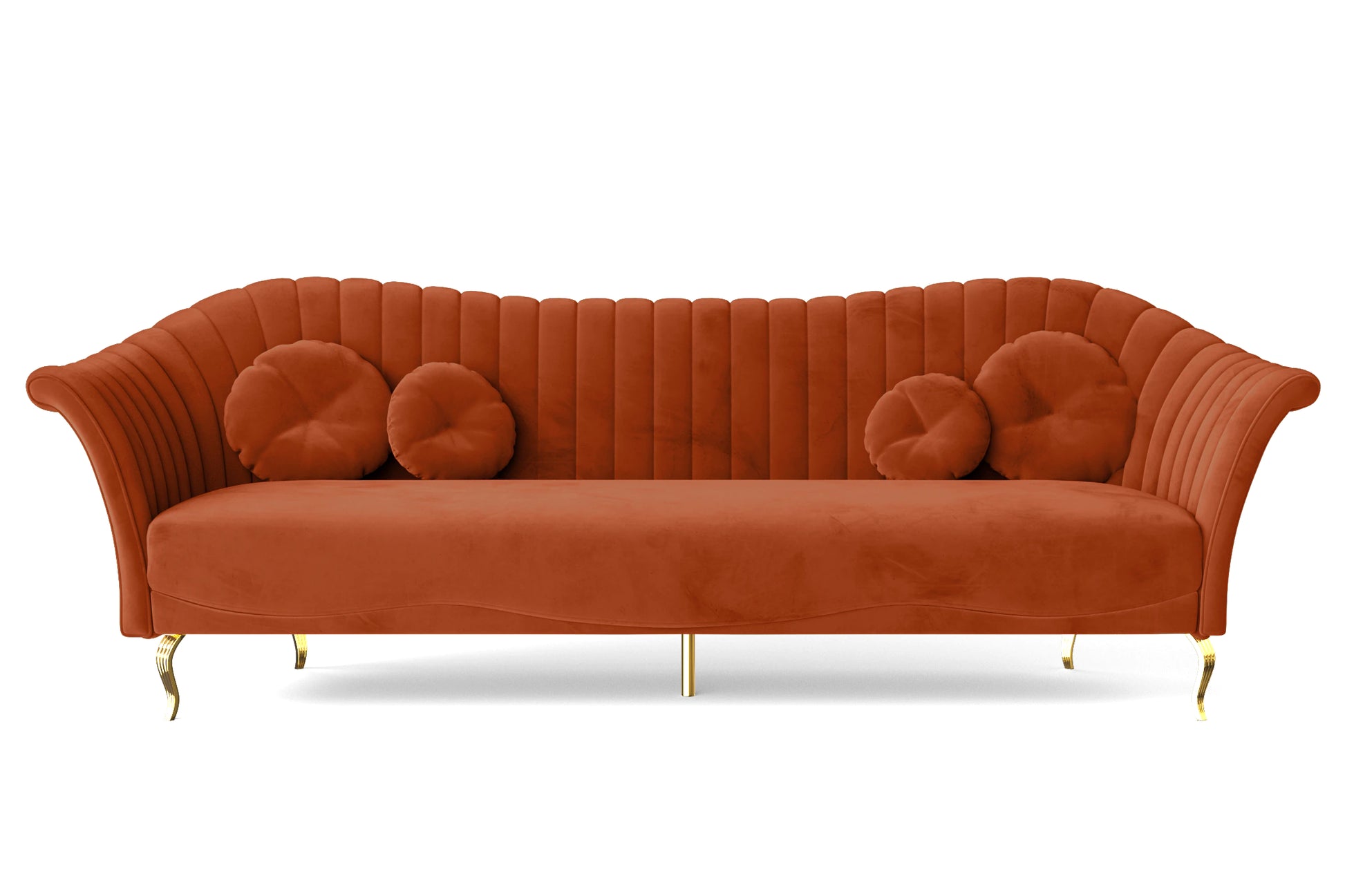 Milan 4 Seater Sofa Orange Velvet