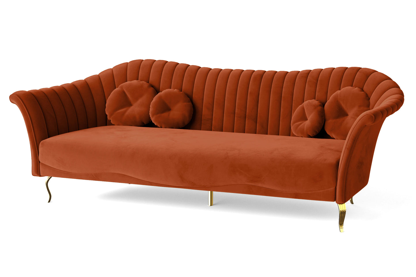 Milan 4 Seater Sofa Orange Velvet