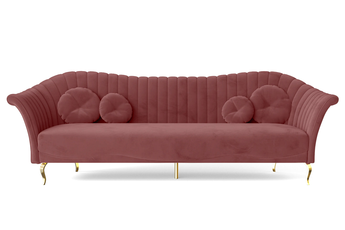 Milan 4 Seater Sofa Pink Velvet