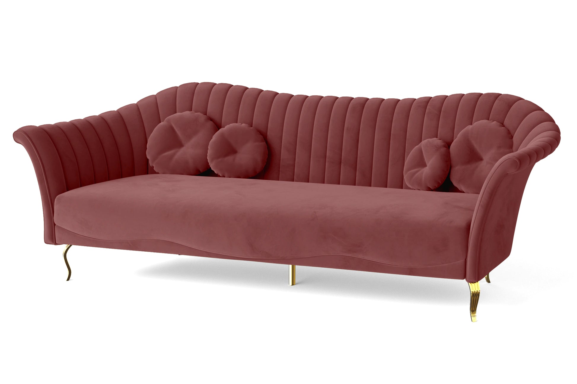 Milan 4 Seater Sofa Pink Velvet