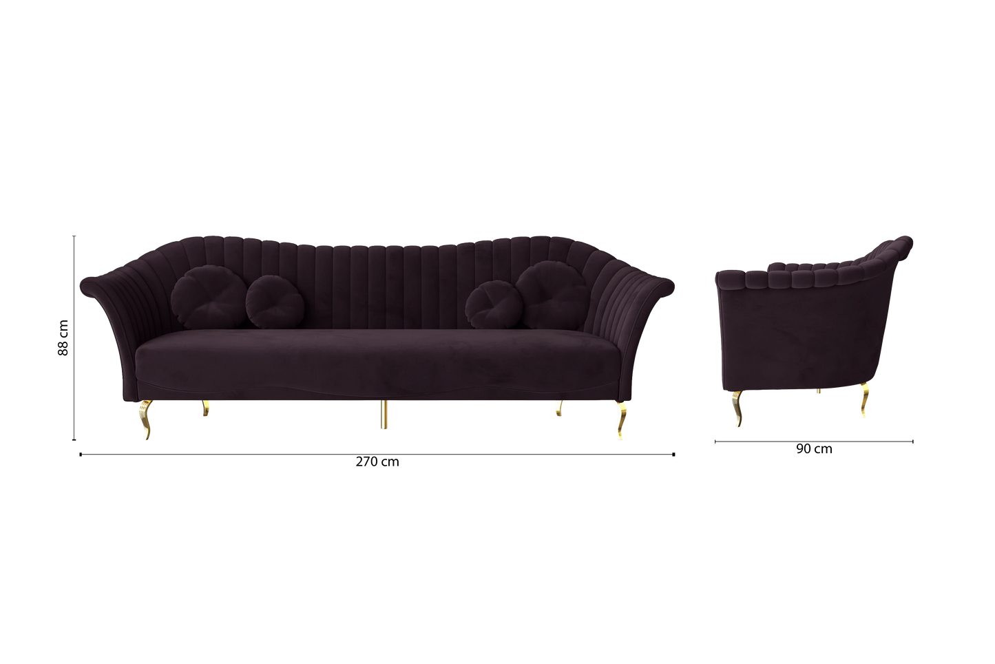 Milan 4 Seater Sofa Purple Velvet