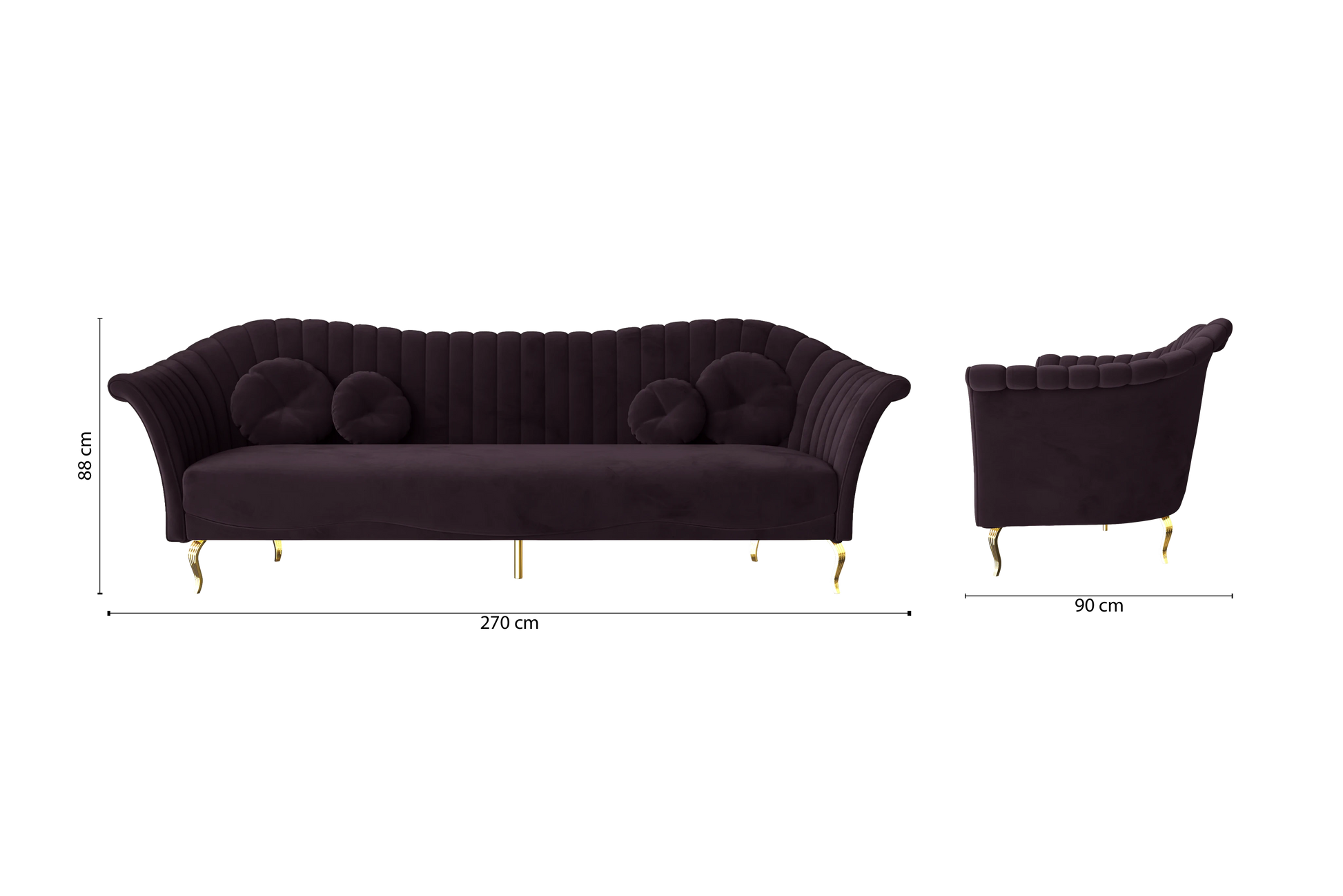 Milan 4 Seater Sofa Purple Velvet