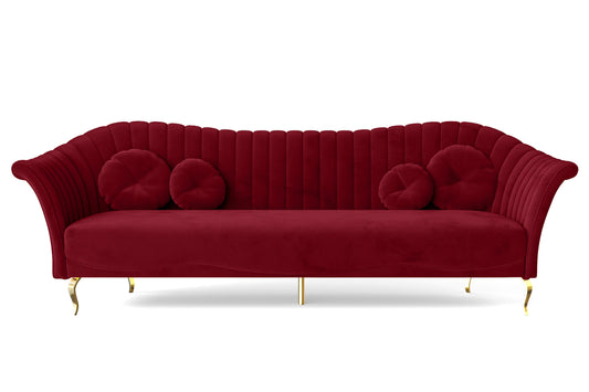 Milan 4 Seater Sofa Red Velvet