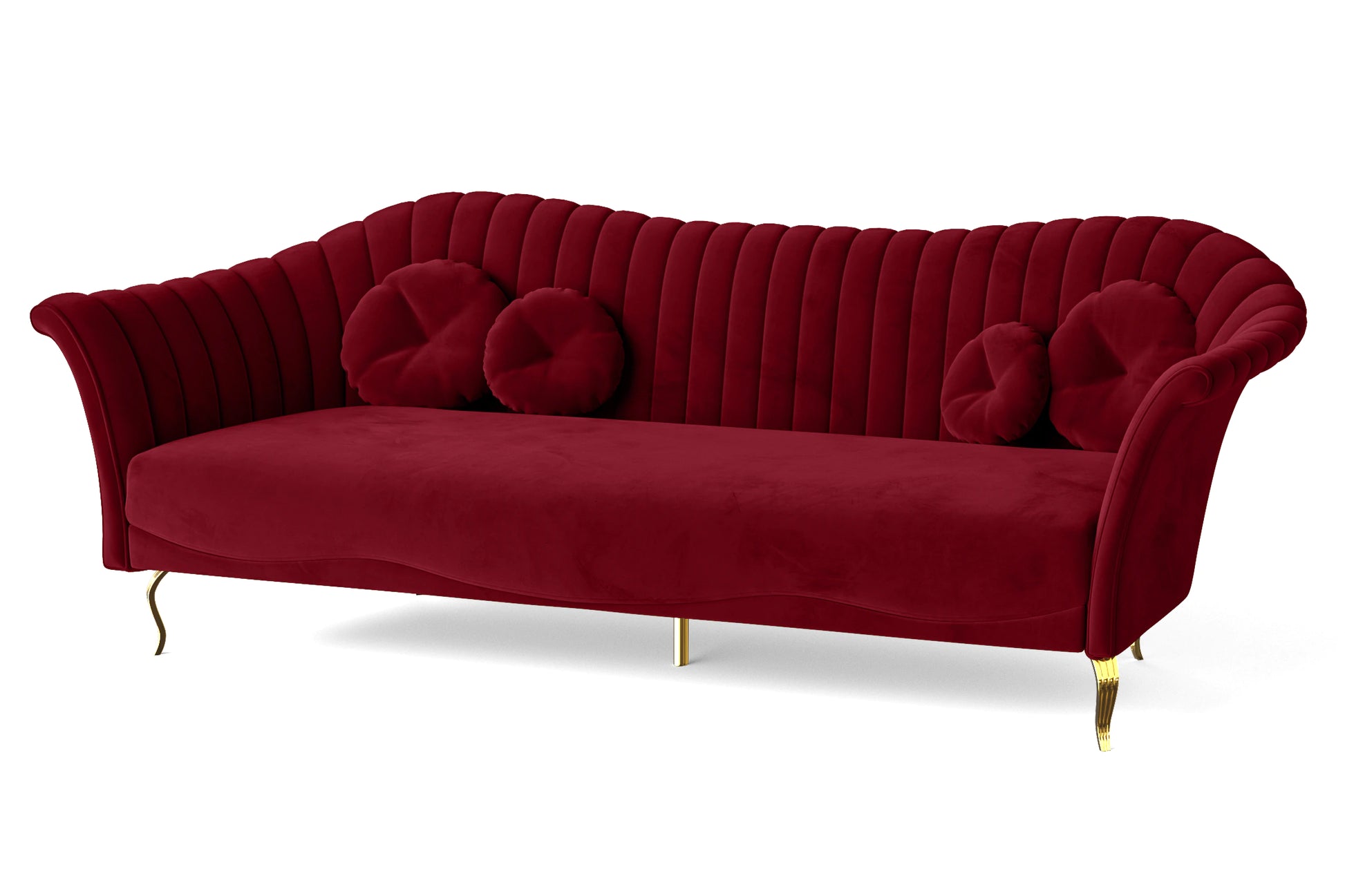 Milan 4 Seater Sofa Red Velvet