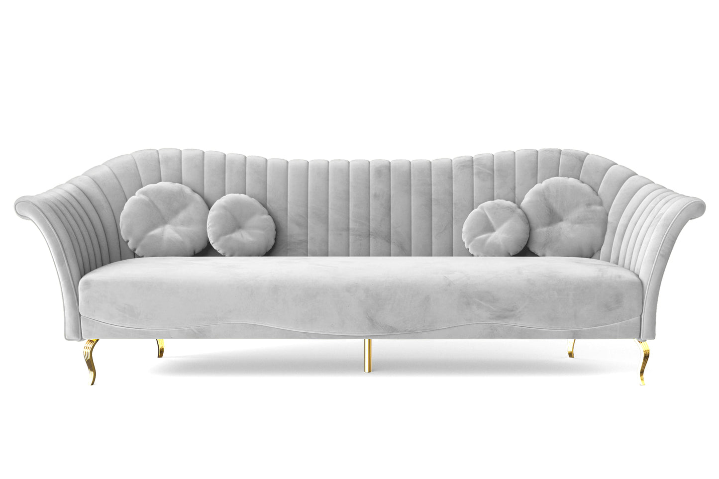 Milan 4 Seater Sofa White Velvet