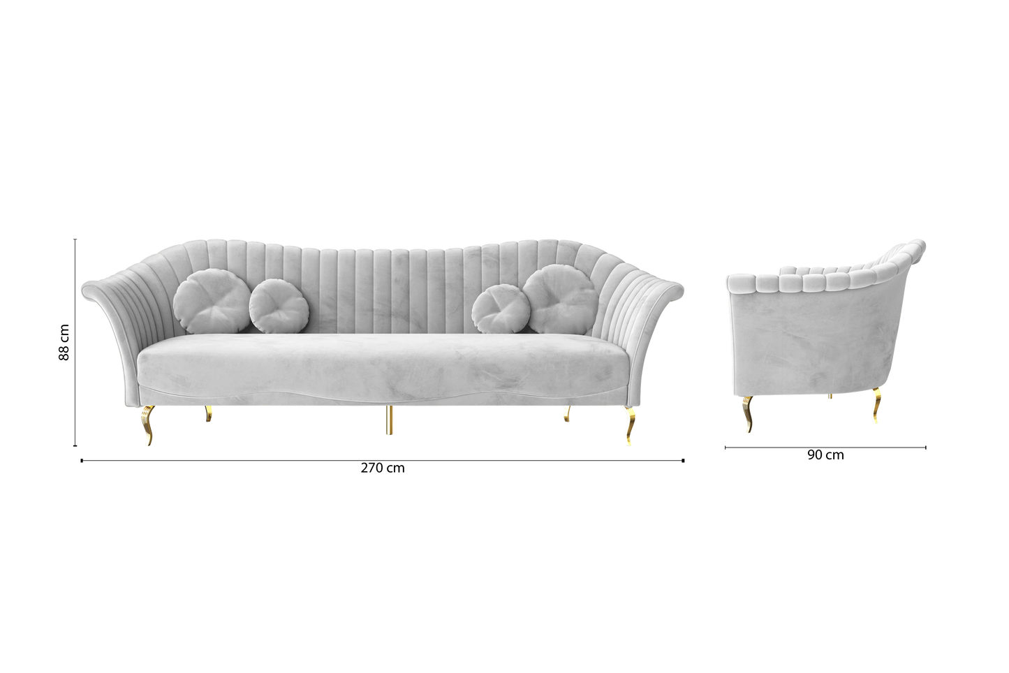 Milan 4 Seater Sofa White Velvet