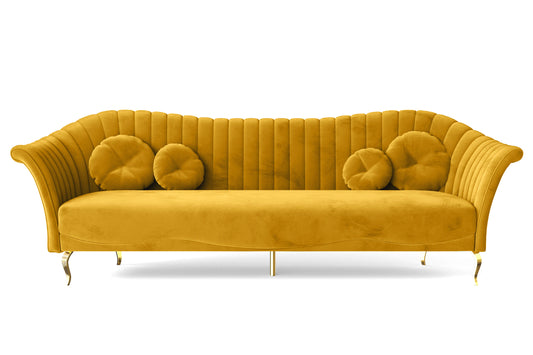 Milan 4 Seater Sofa Yellow Velvet