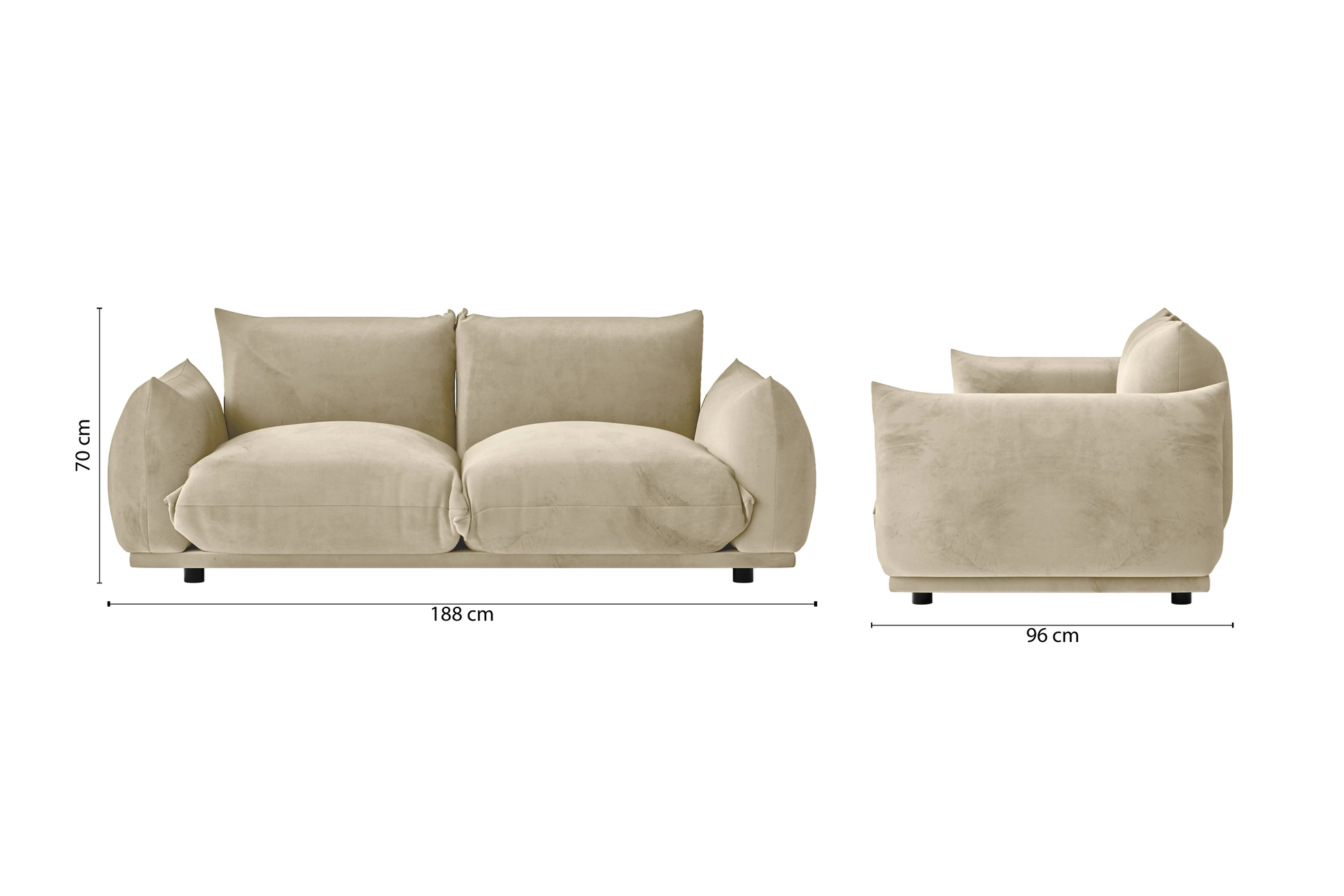 Minneapolis 2 Seater Sofa Cream Velvet