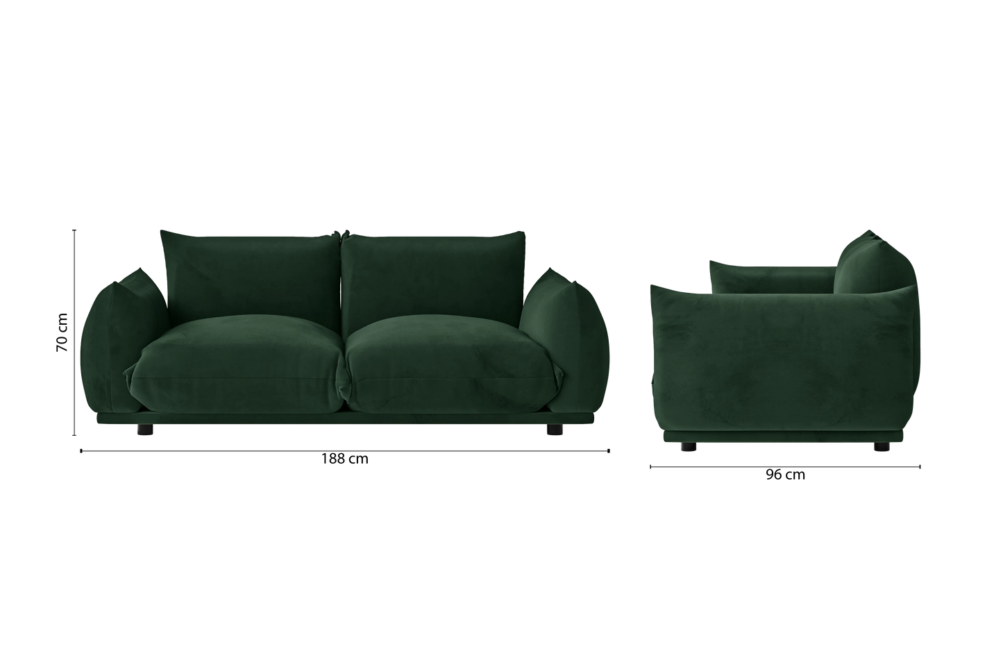 Minneapolis 2 Seater Sofa Green Velvet